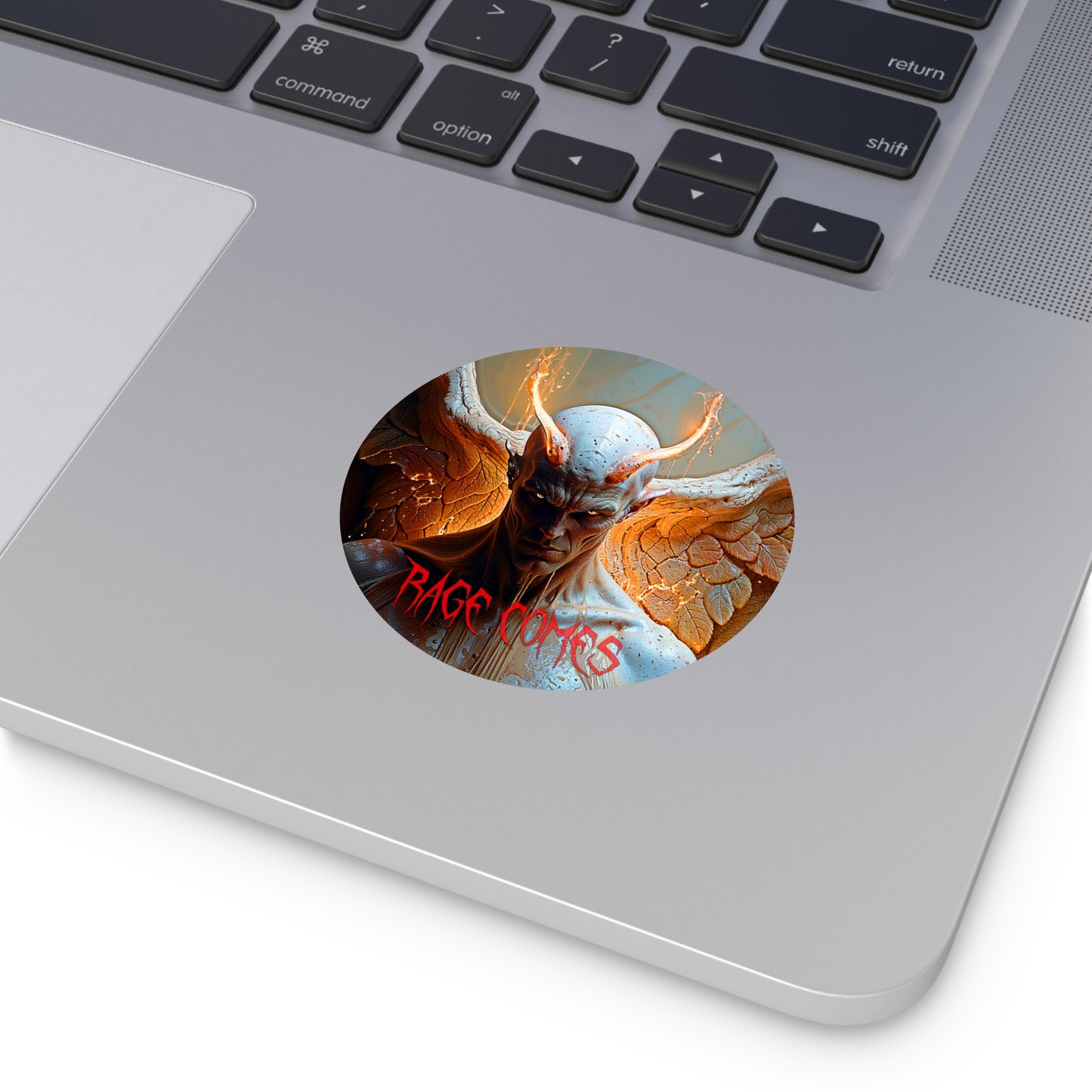 Belial "Rage Comes" Round Vinyl Stickers | Unique Artwork for Halloween & Occasions