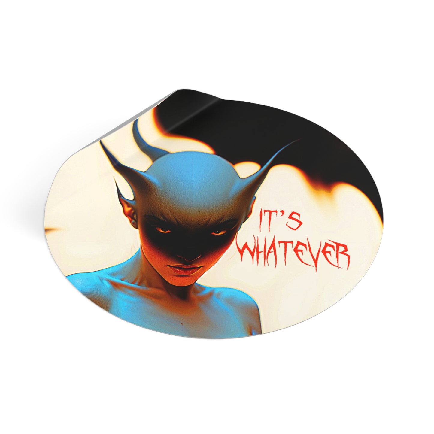 Agares "It's Whatever" Round Vinyl Stickers | Unique Artwork for Halloween & Occasions