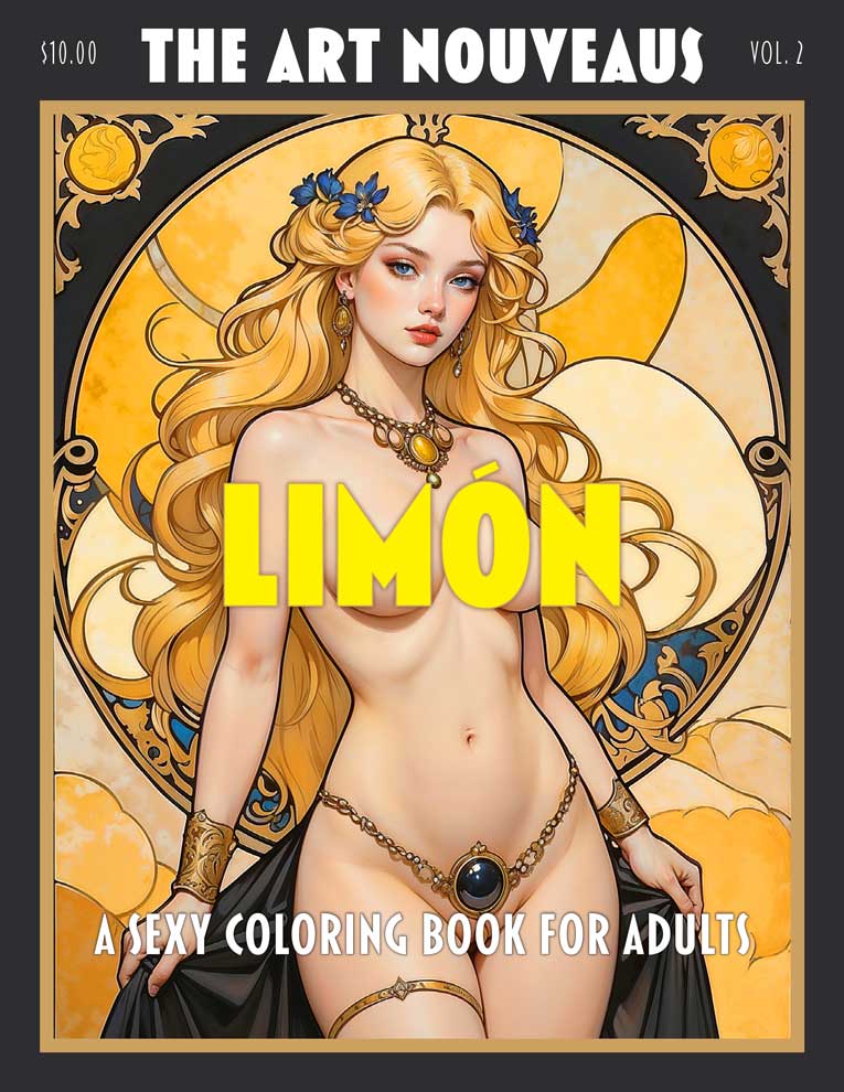 The Art Nouveaus Volume 2- Limon - A Print Yourself Nude Coloring Book for Adults