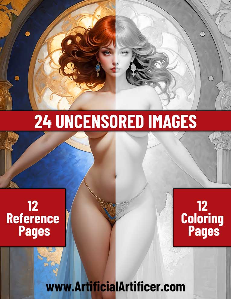 The Art Nouveaus Volume 3- Fyre - A Print Yourself Nude Coloring Book for Adults