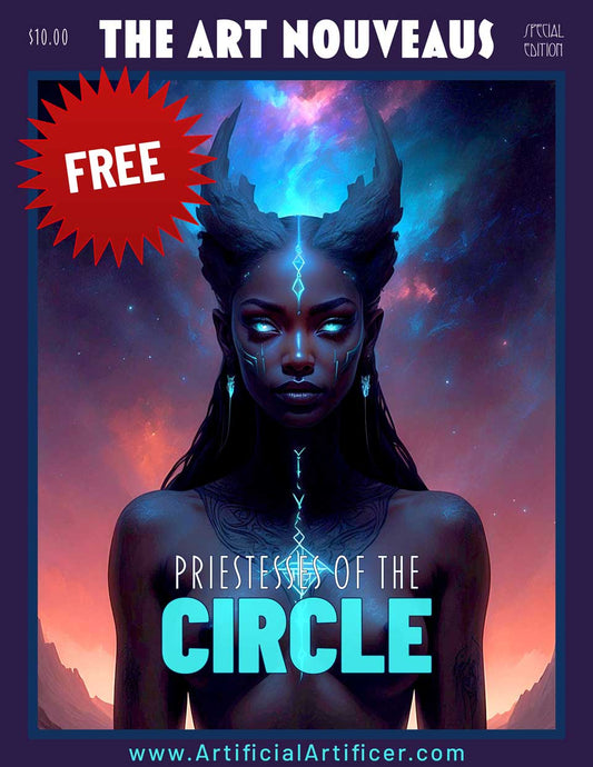 Free Special Edition - The Art Nouveaus Priestesses of the Circle - A Print Yourself Nude Coloring Book for Adults