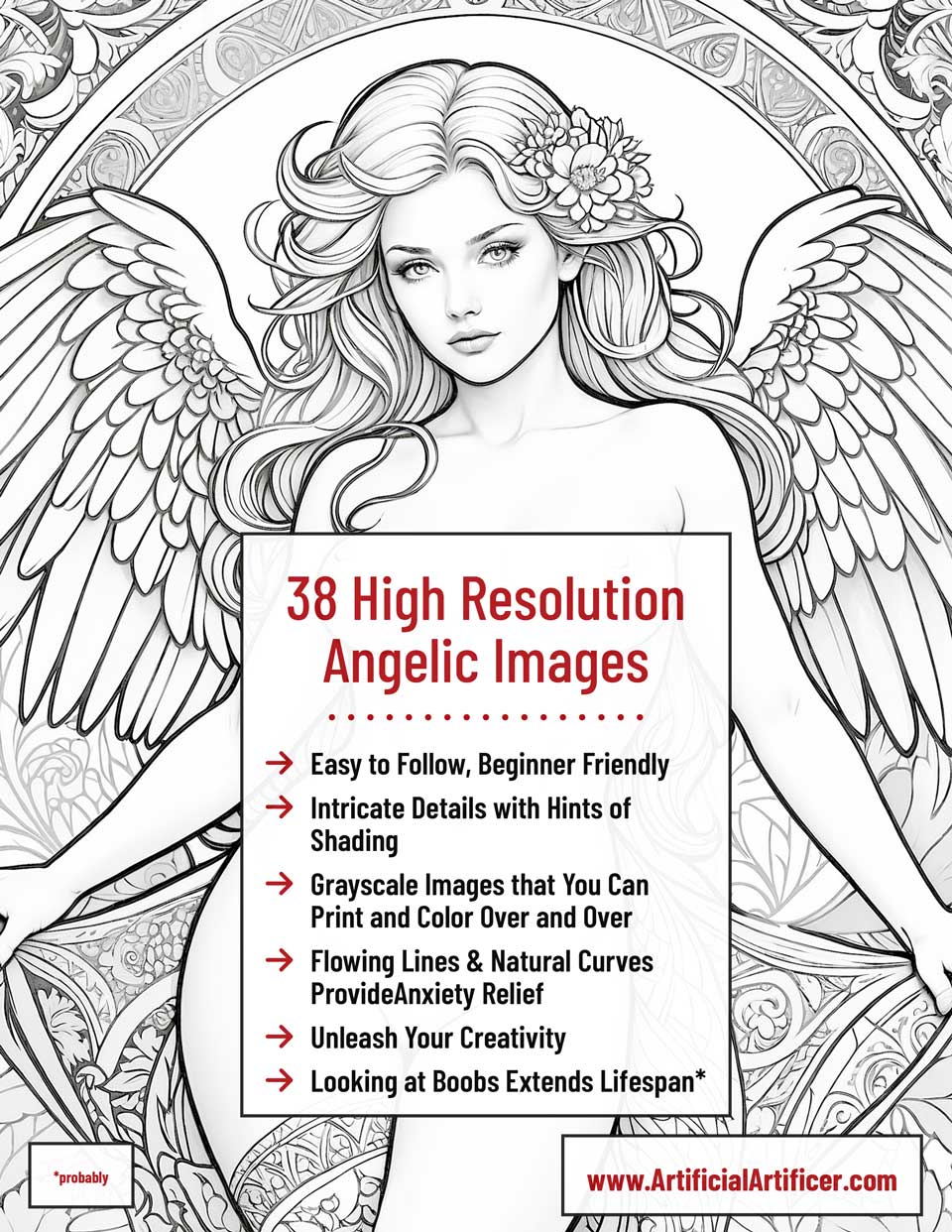 The Art Nouveaus Vol 7 Wings - 38 Angelic NSFW Coloring Pages