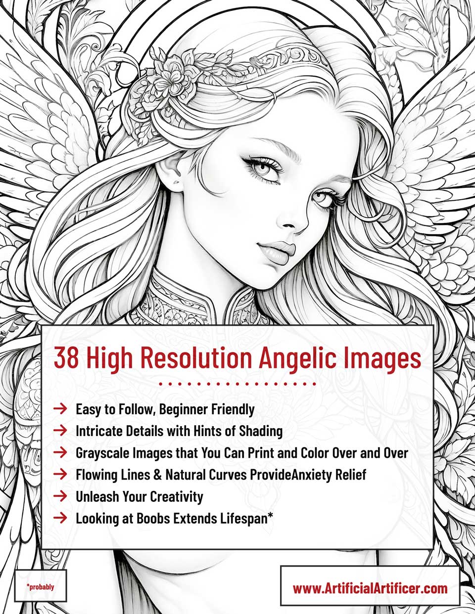 The Art Nouveaus Vol 7 Wings - 38 Angelic NSFW Coloring Pages