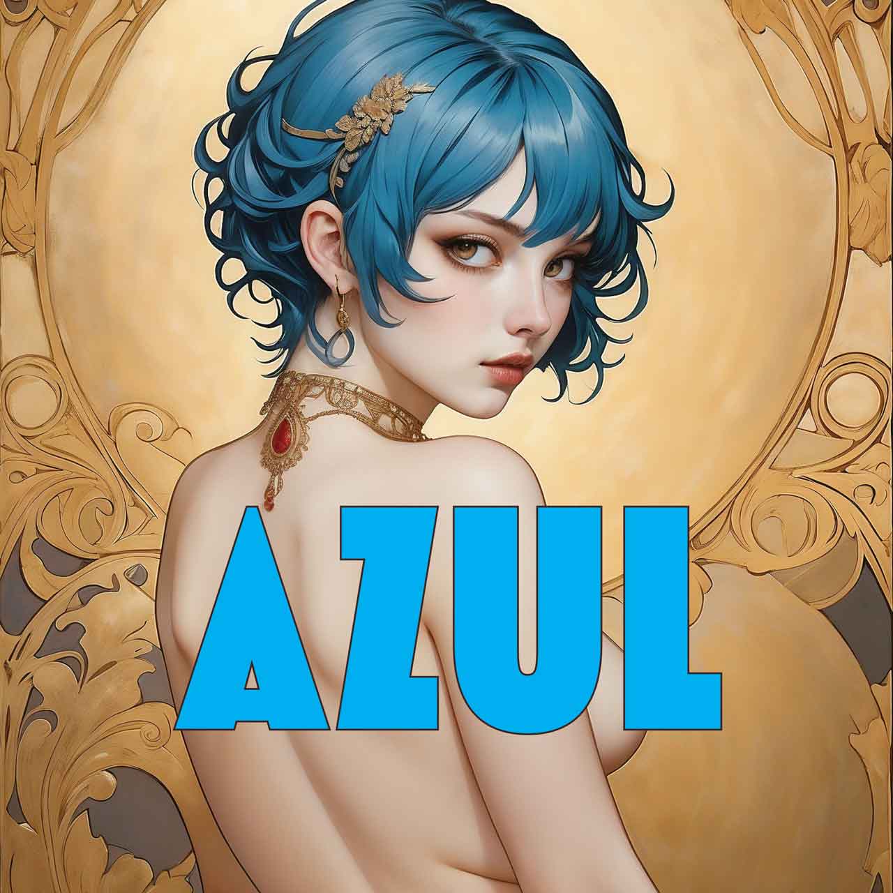 The Art Nouveaus Volume 1- Azul - A Print Yourself Nude Coloring Book for Adults